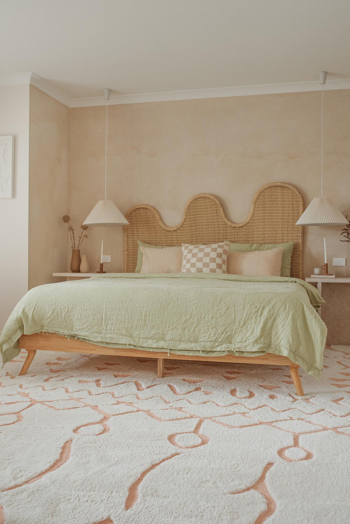 Matilda Cream and Peach Tribal Shag Rug