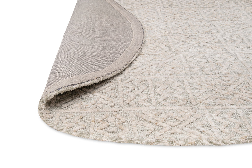 Melia Grey and Ivory Tribal Textured Round Rug
