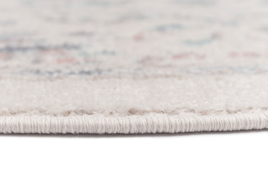 Melrose Cream and Pink Traditional Round Rug