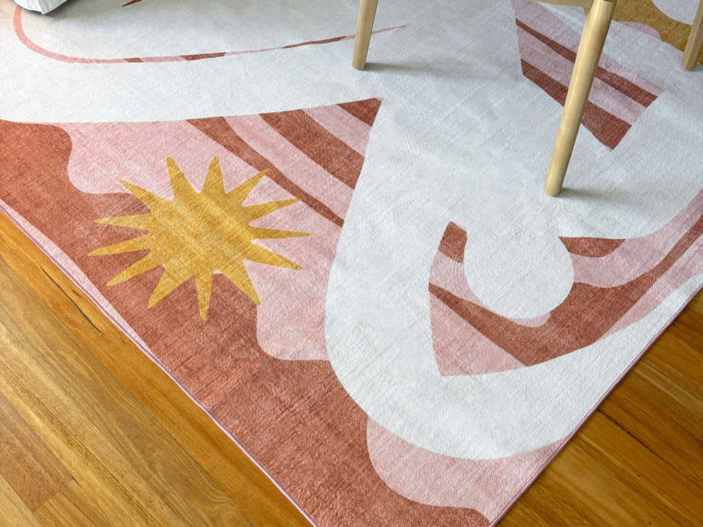 Menaka Pink and Rust Abstract Rug
