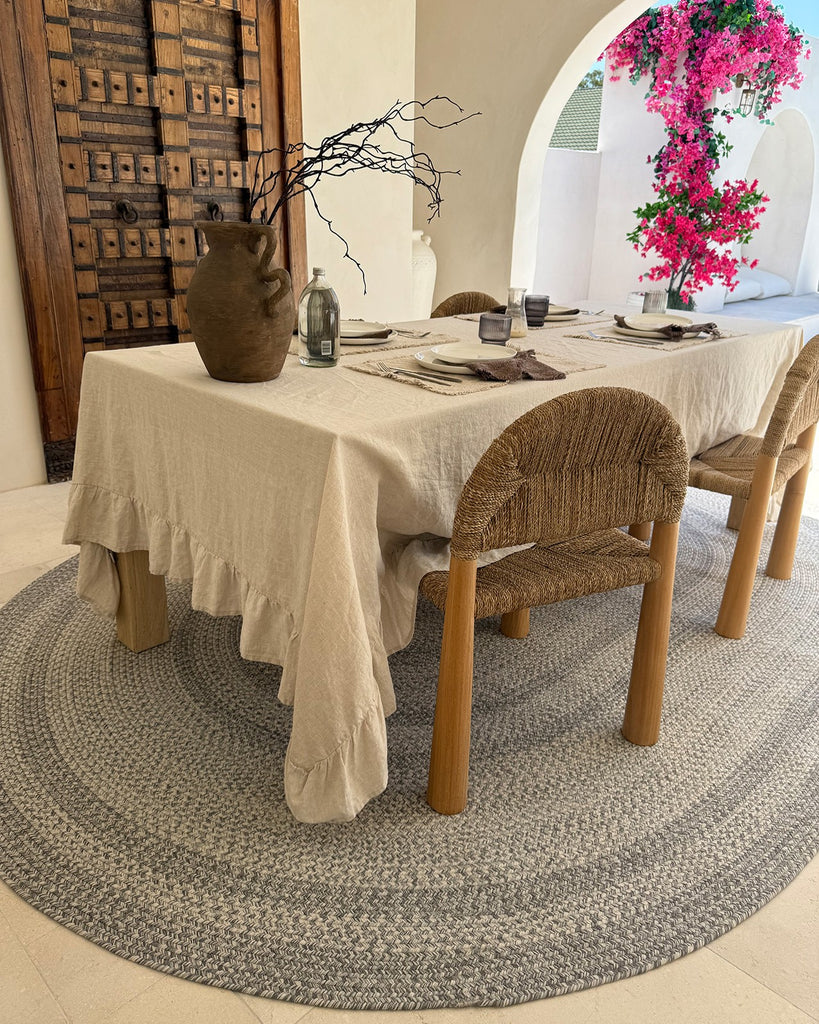Mika Grey Braided Flatweave Indoor Outdoor Oval Rug
