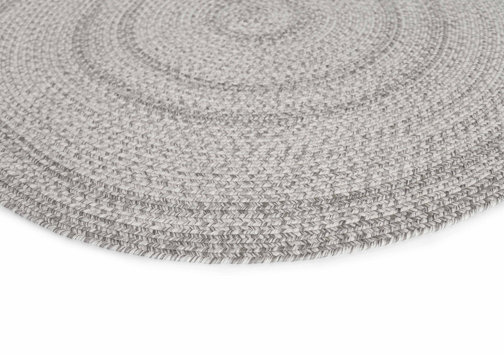 Mika Grey Braided Flatweave Indoor Outdoor Round Rug