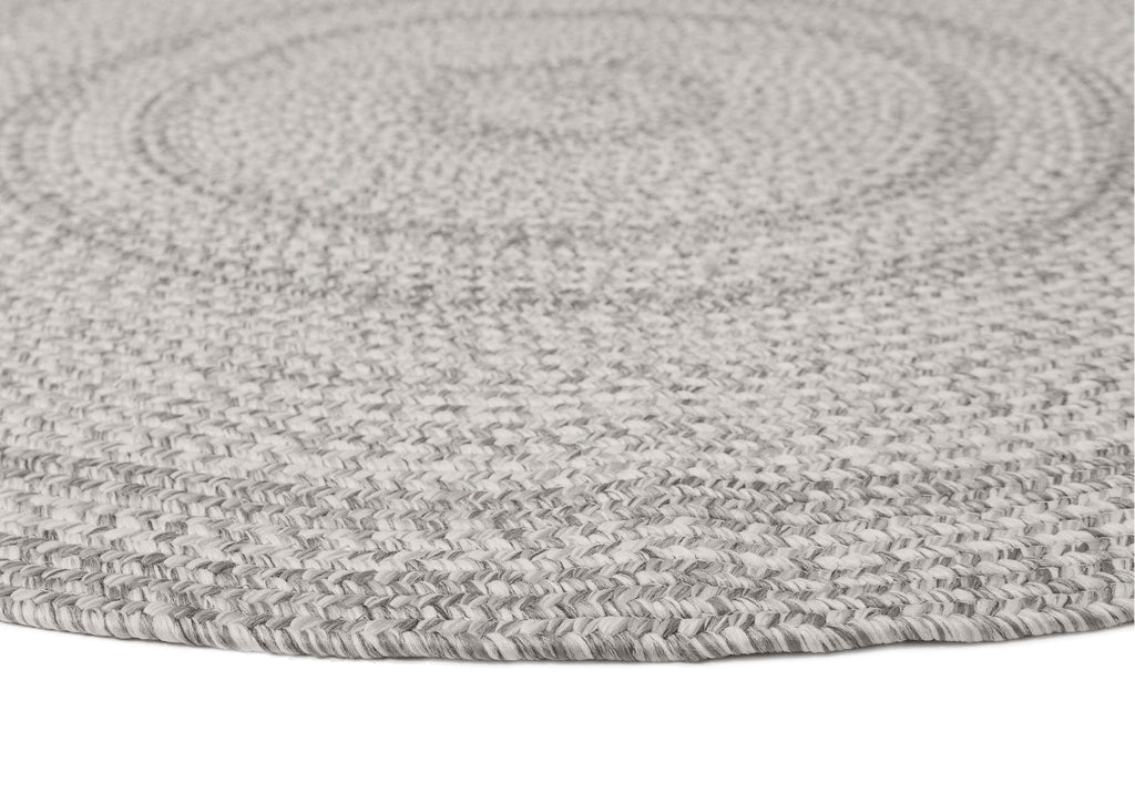 Mika Grey Braided Flatweave Indoor Outdoor Round Rug