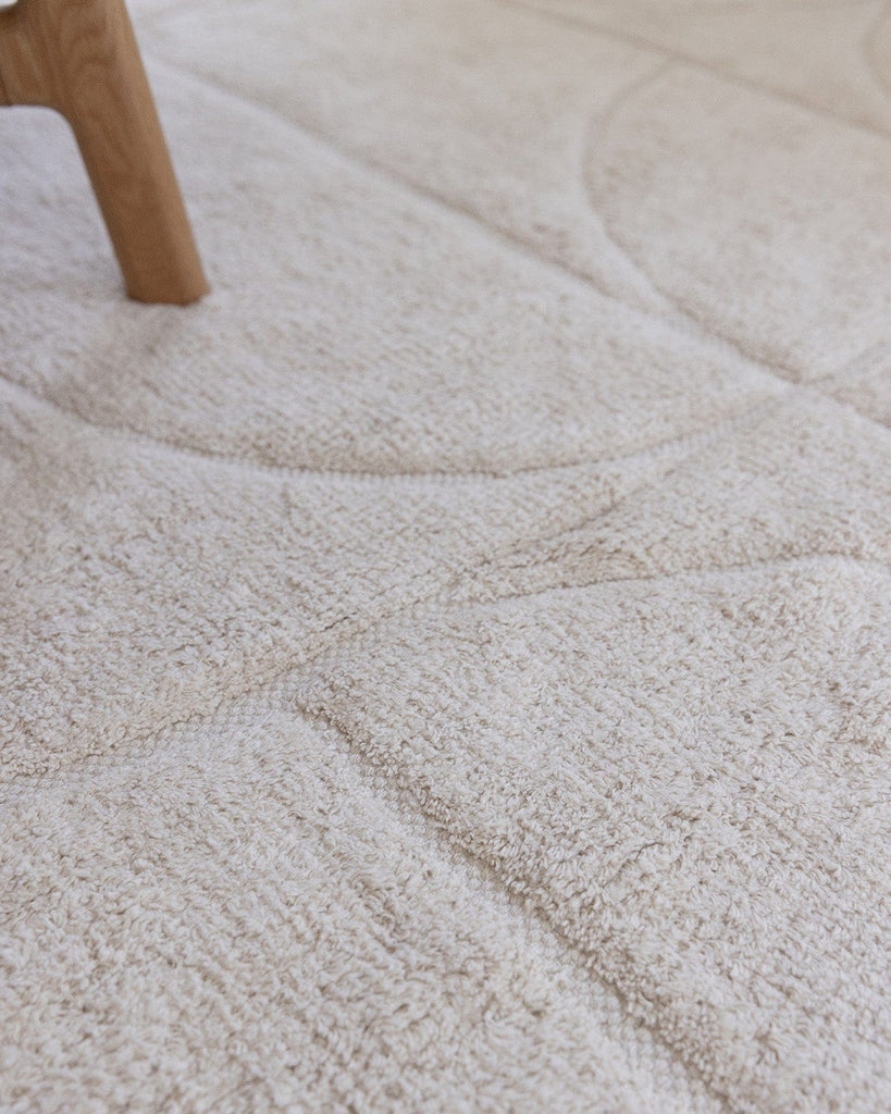 Mikaela Cream Beige Abstract Cotton Washable Rug