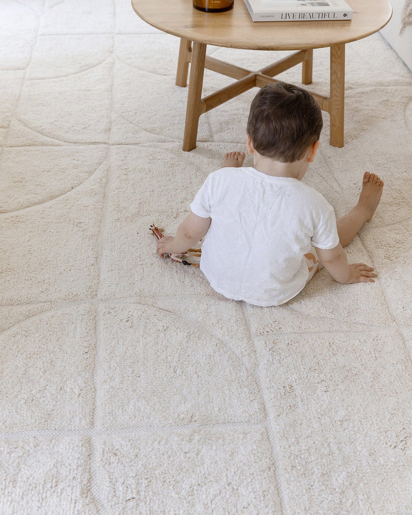 Mikaela Cream Beige Abstract Cotton Washable Rug