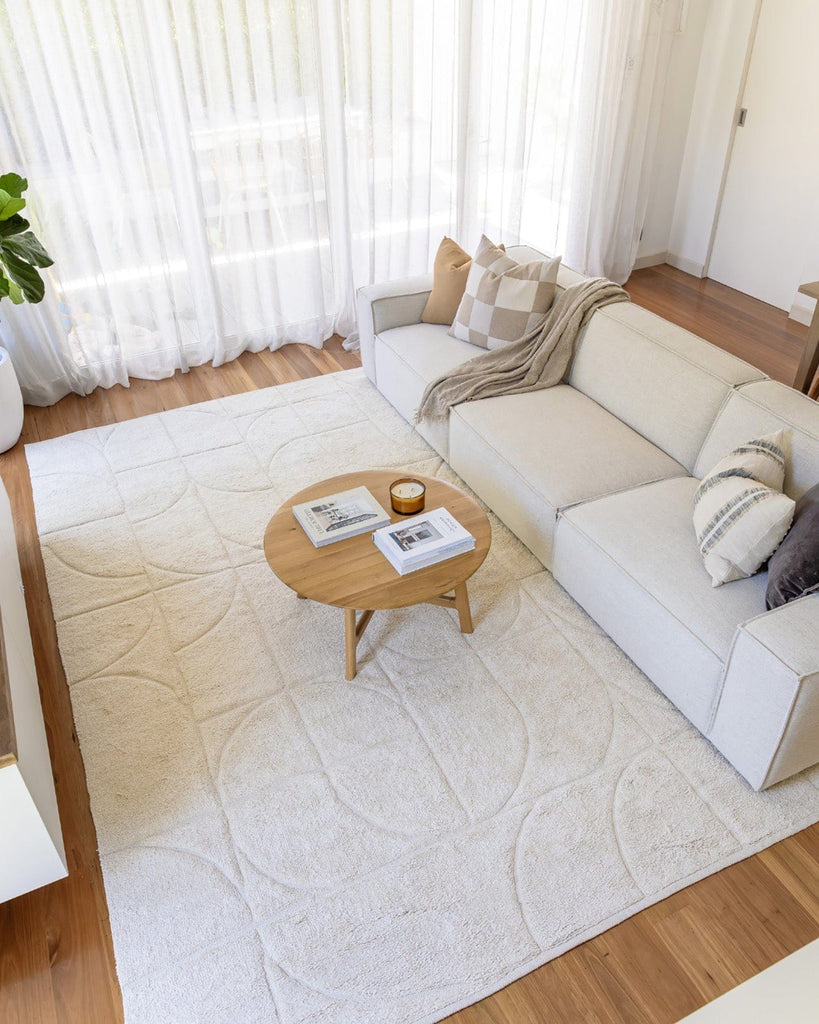 Mikaela Cream Beige Abstract Cotton Washable Rug