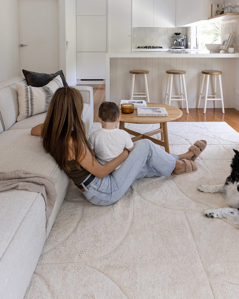 Mikaela Cream Beige Abstract Cotton Washable Rug