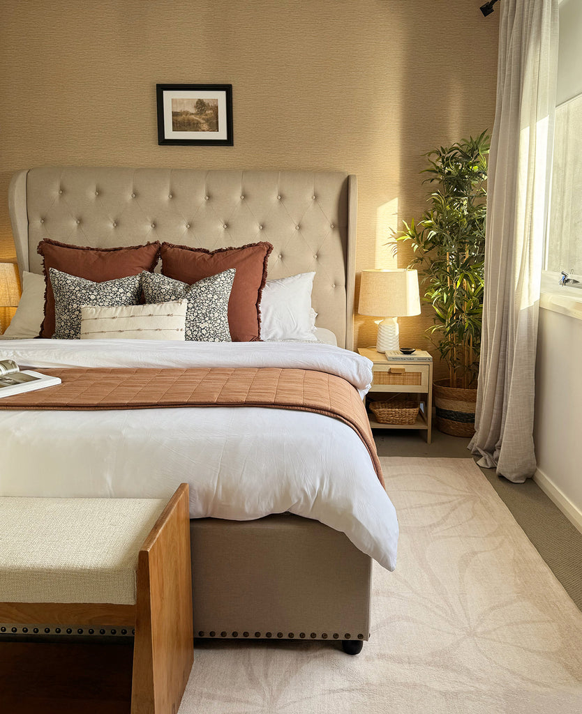 Minar Beige Botanical Washable Rug