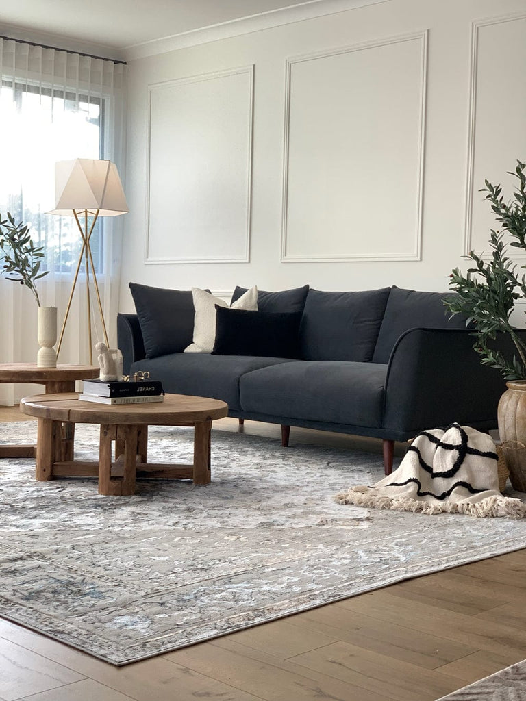 Mira Grey Tan And Blue Lustrous Traditional Rug