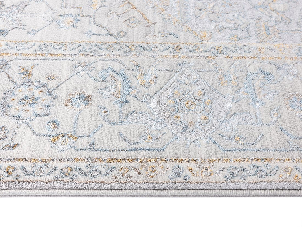 Mira Grey Tan And Blue Lustrous Traditional Rug