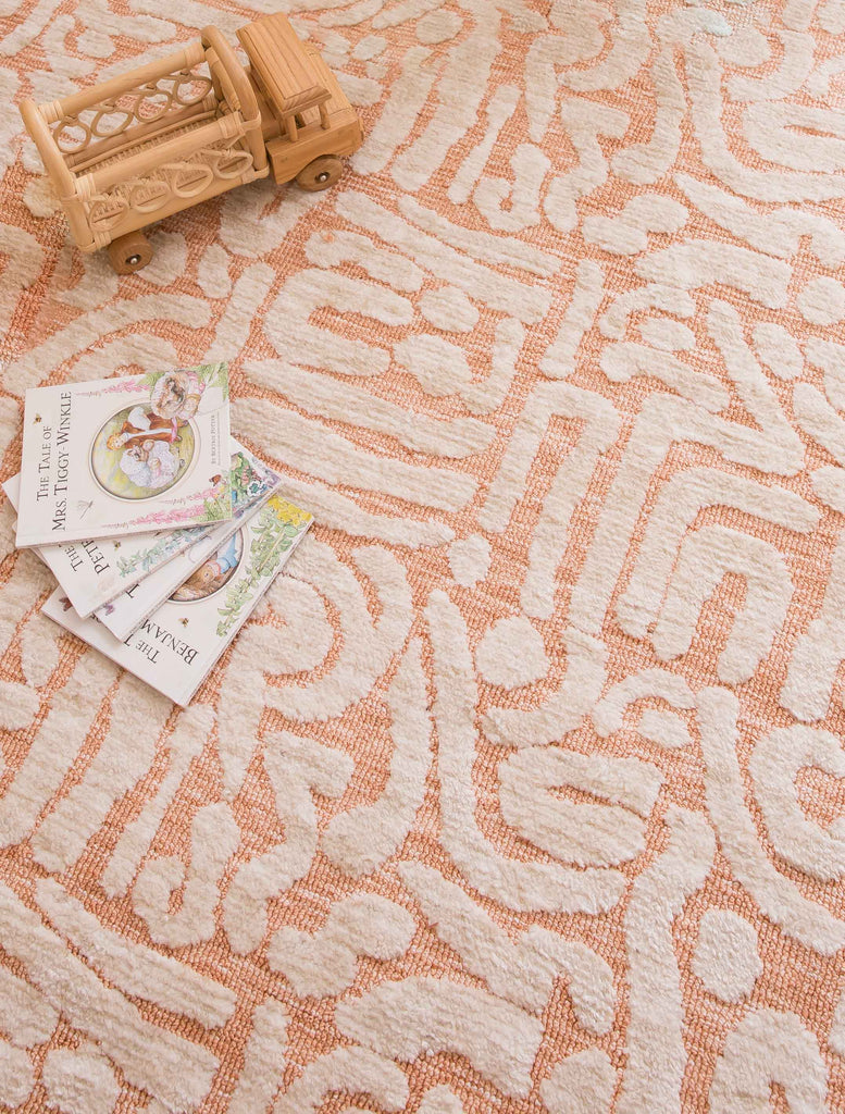 Miranda Peach and Cream Transitional Tribal Rug