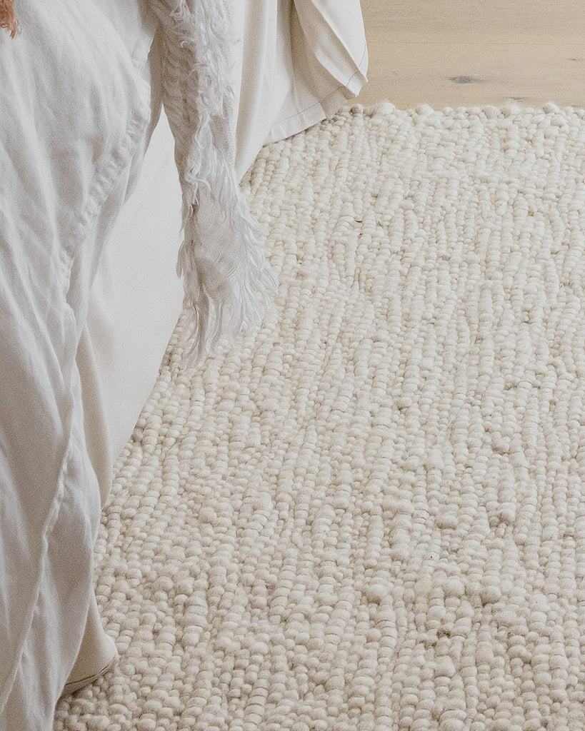 Monti Cream Textured Handmade Wool Rug