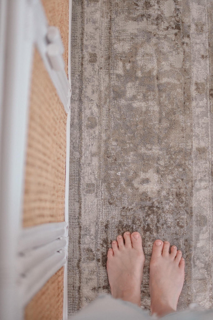 Morgan Beige and Brown Transitional Distressed Medallion Rug