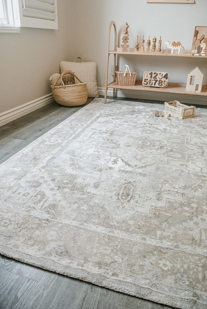 Morgan Beige and Brown Transitional Distressed Medallion Rug