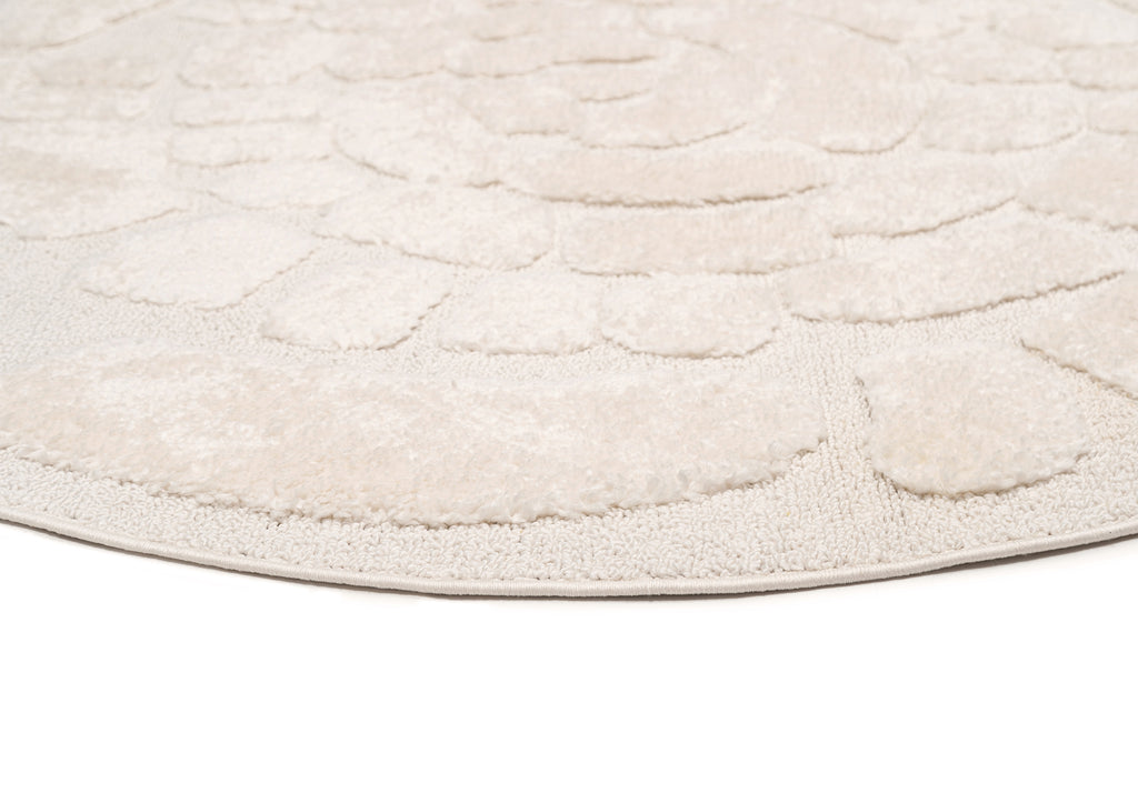 Nadja Ivory Cream Abstract Textured Round Rug