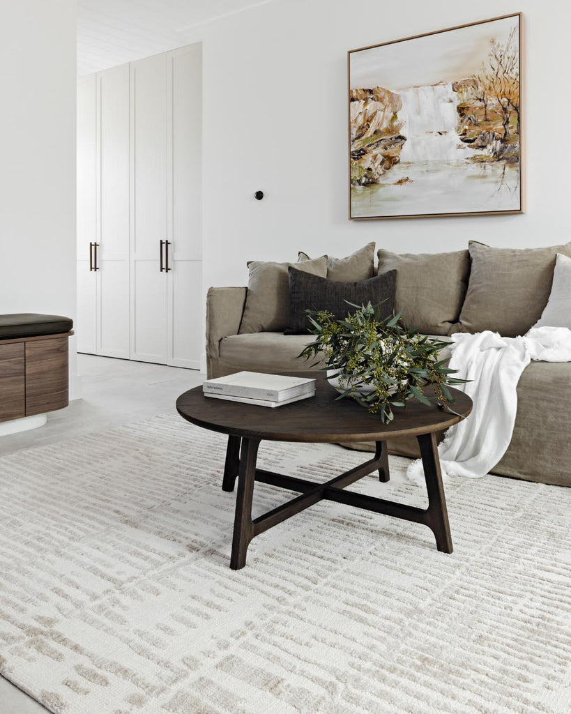 Nahba Ivory And Cream Textured Tribal Rug