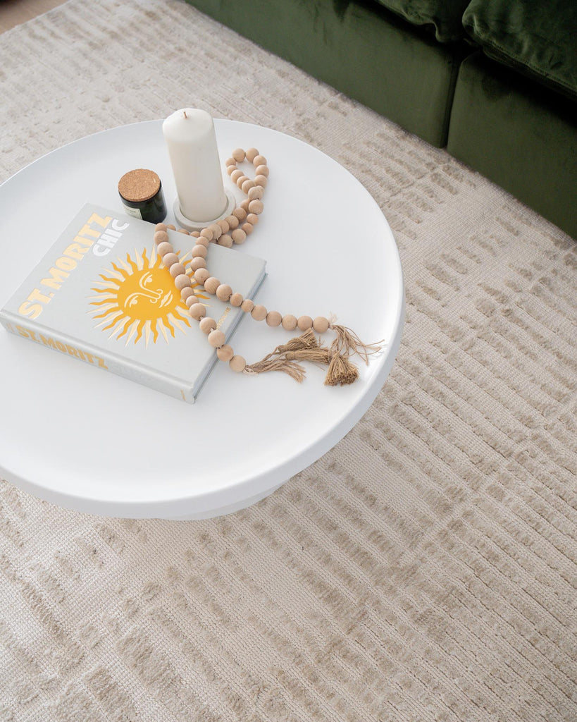 Nahba Ivory And Cream Textured Tribal Rug