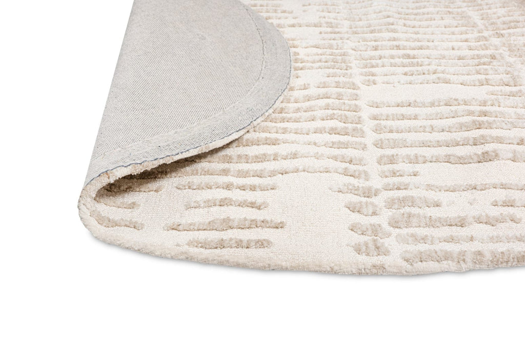 Nahba Ivory And Cream Textured Tribal Round Rug