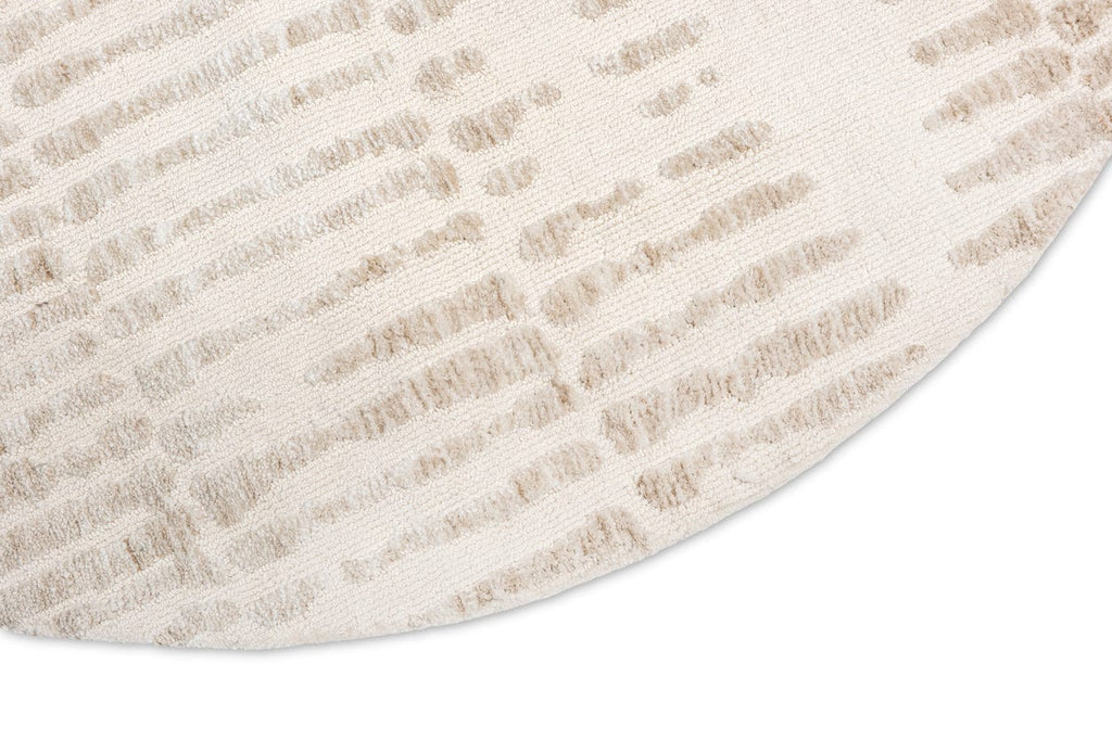 Nahba Ivory And Cream Textured Tribal Round Rug