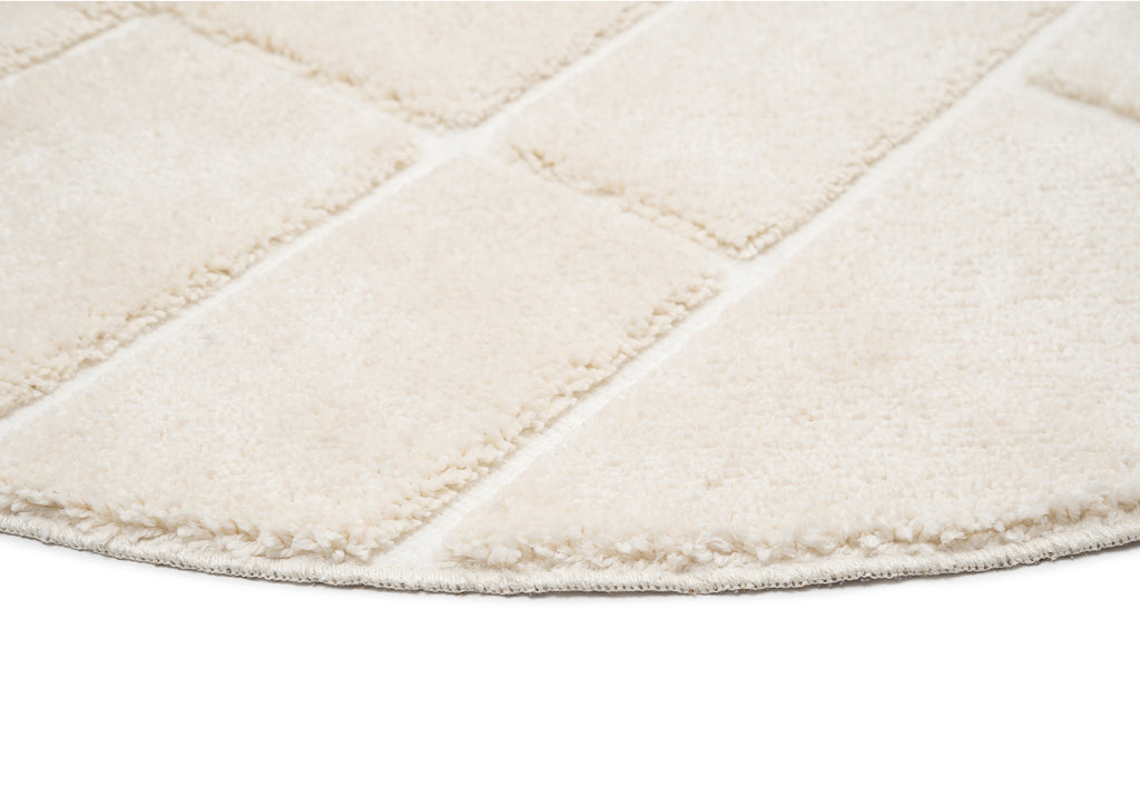 Nalu Ivory Geometric Round Rug