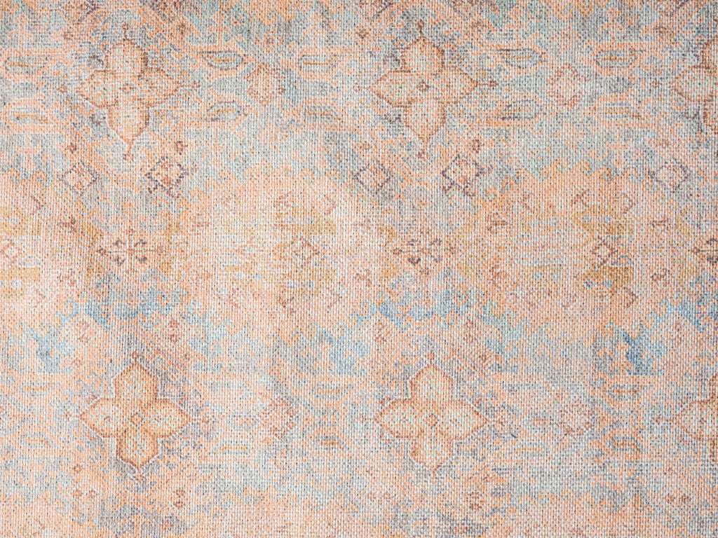 Narem Pink Orange and Blue Traditional Distressed Washable Rug