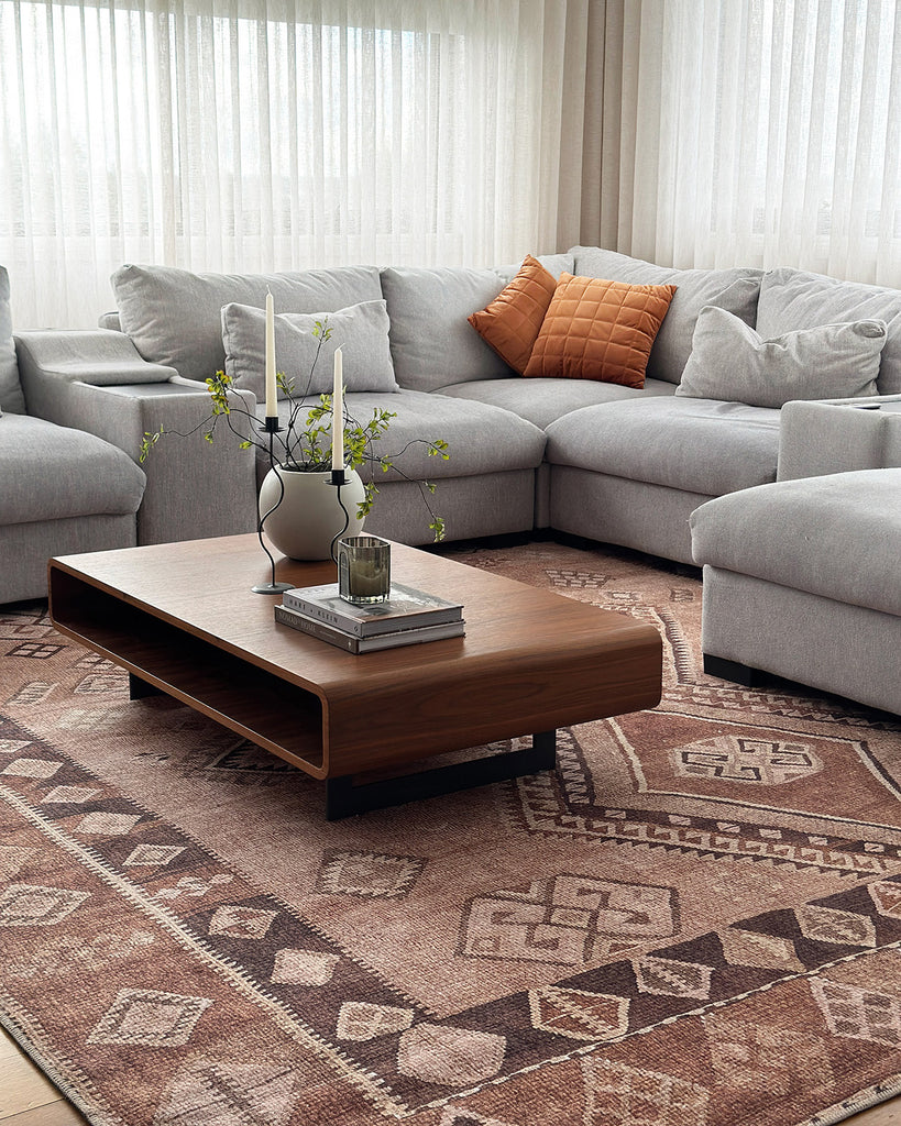 Necha Beige and Brown Tribal Washable Rug