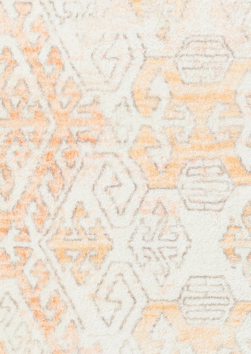 Neride Orange and Cream Tribal Washable Rug