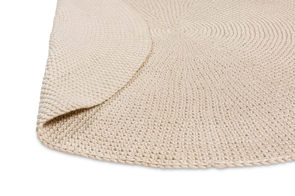 Nessa Beige Crochet Indoor Outdoor Round Rug
