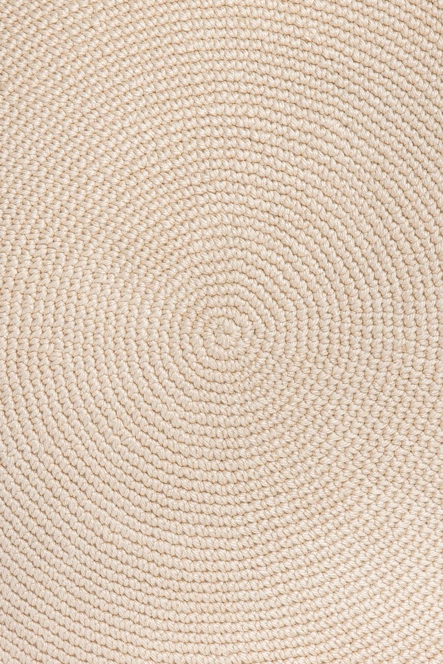 Nessa Beige Crochet Indoor Outdoor Round Rug