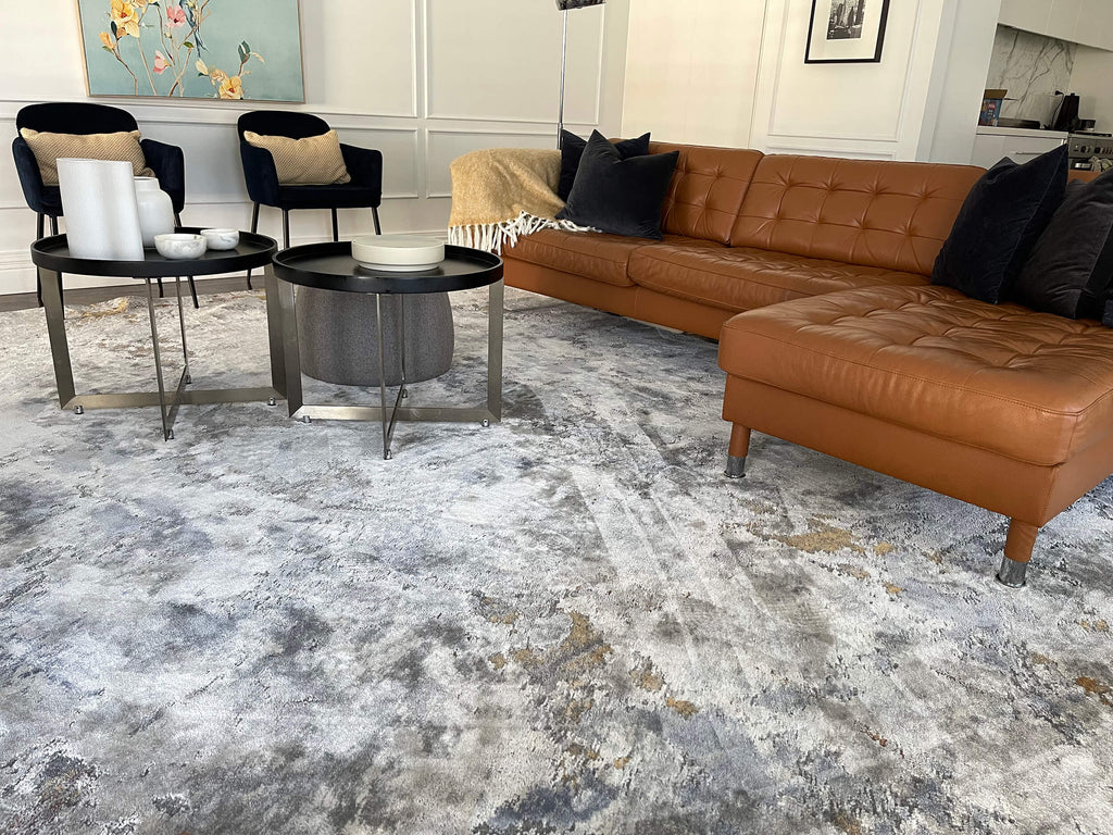 Neve Blue Grey and Bronze Transitional Motif Rug