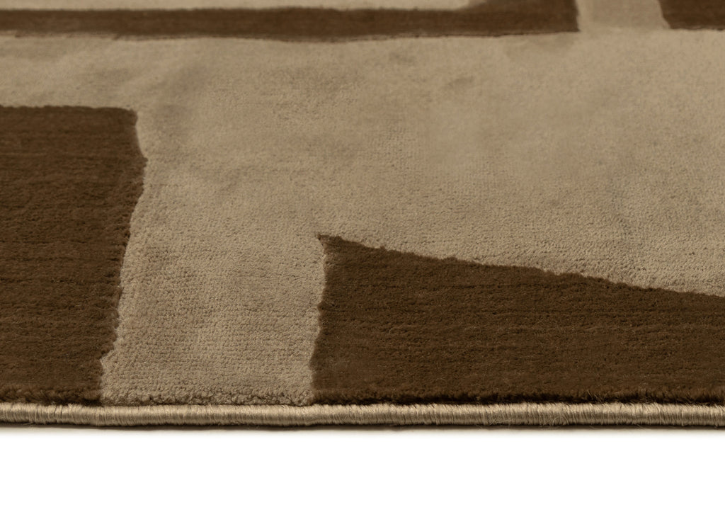 Nezar Brown Geometric Washable Rug