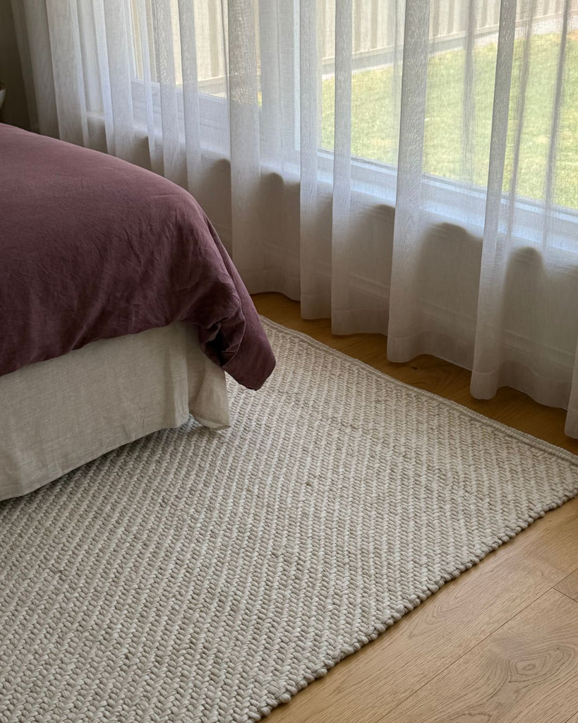 Noemie Cream and Beige Chunky Wool Rug