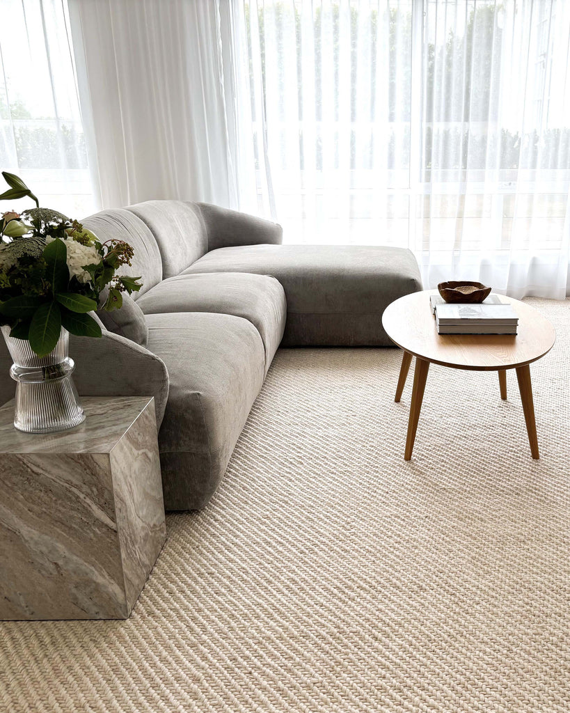 Noemie Cream and Beige Chunky Wool Rug