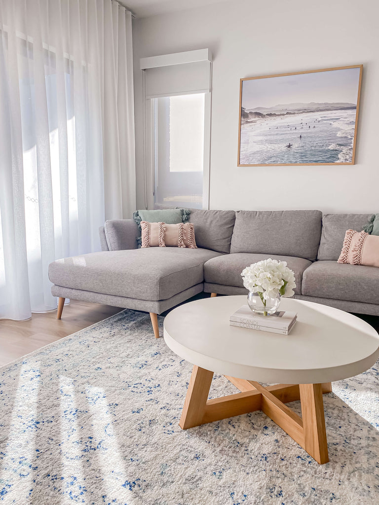 Noor Blue and Ivory Traditional Distressed Rug