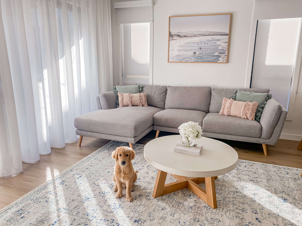 Noor Blue and Ivory Traditional Distressed Rug