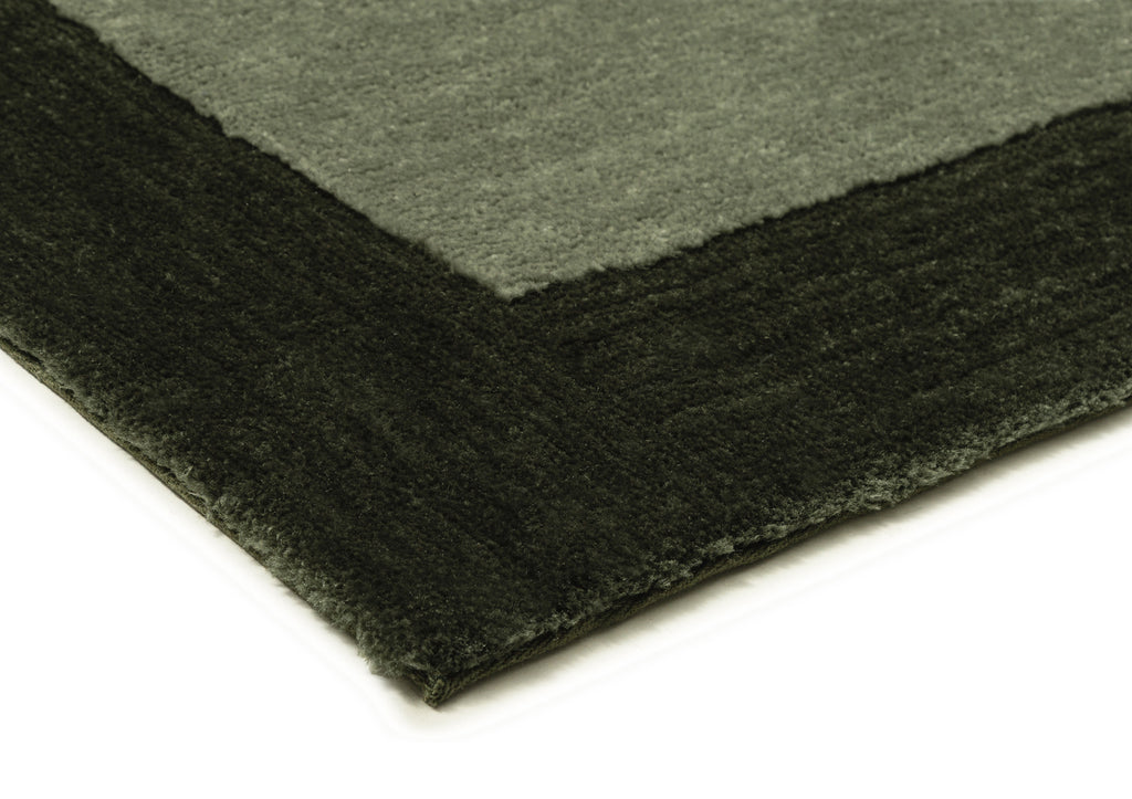 Nuria Dark Green Bordered Shag Rug