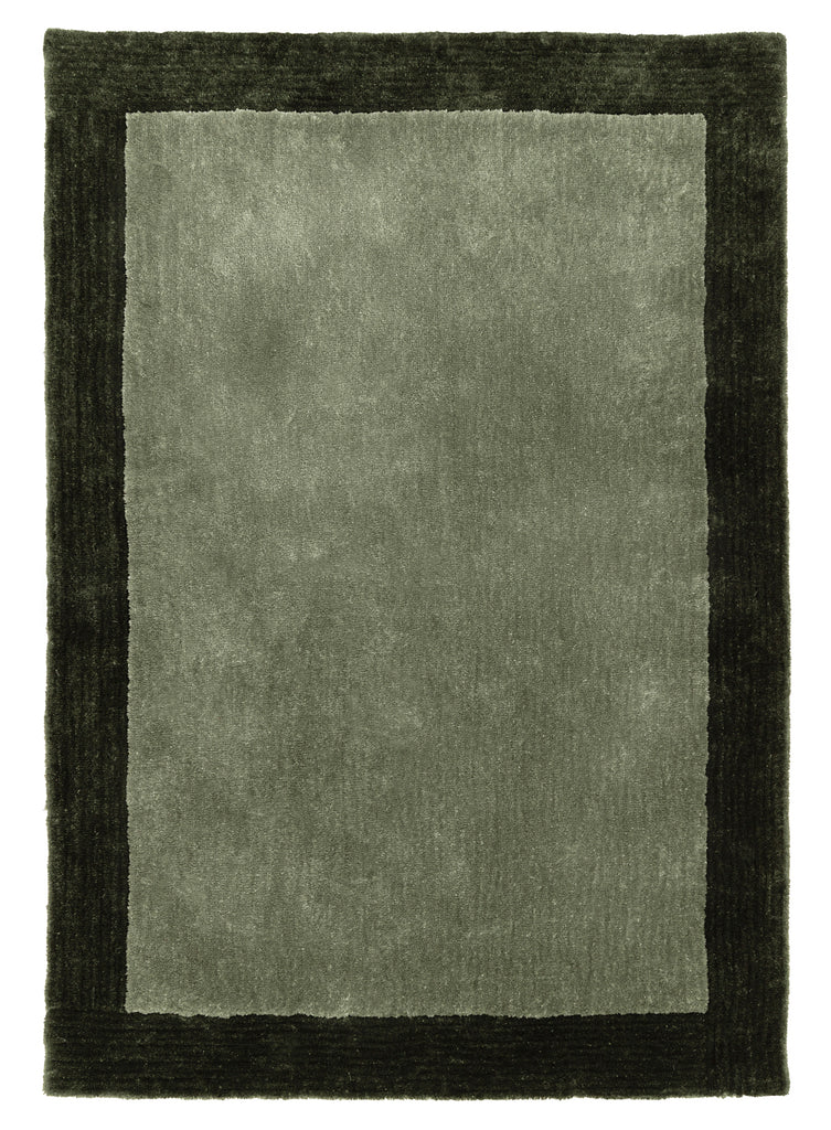Nuria Dark Green Bordered Shag Rug
