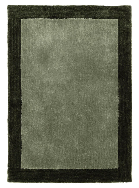 Nuria Dark Green Bordered Shag Rug