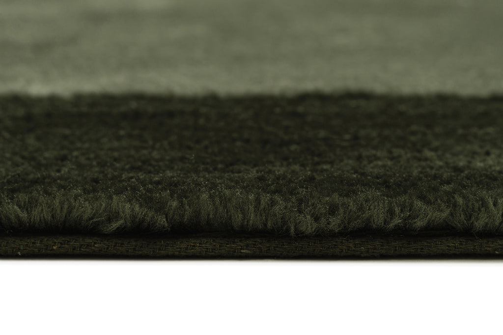 Nuria Dark Green Bordered Shag Rug