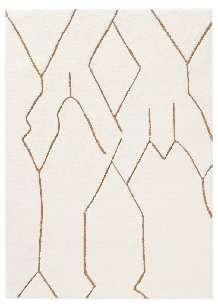 Nyla Cream and Gold Tribal Shag Rug