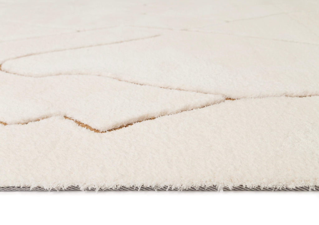 Nyla Cream and Gold Tribal Shag Rug