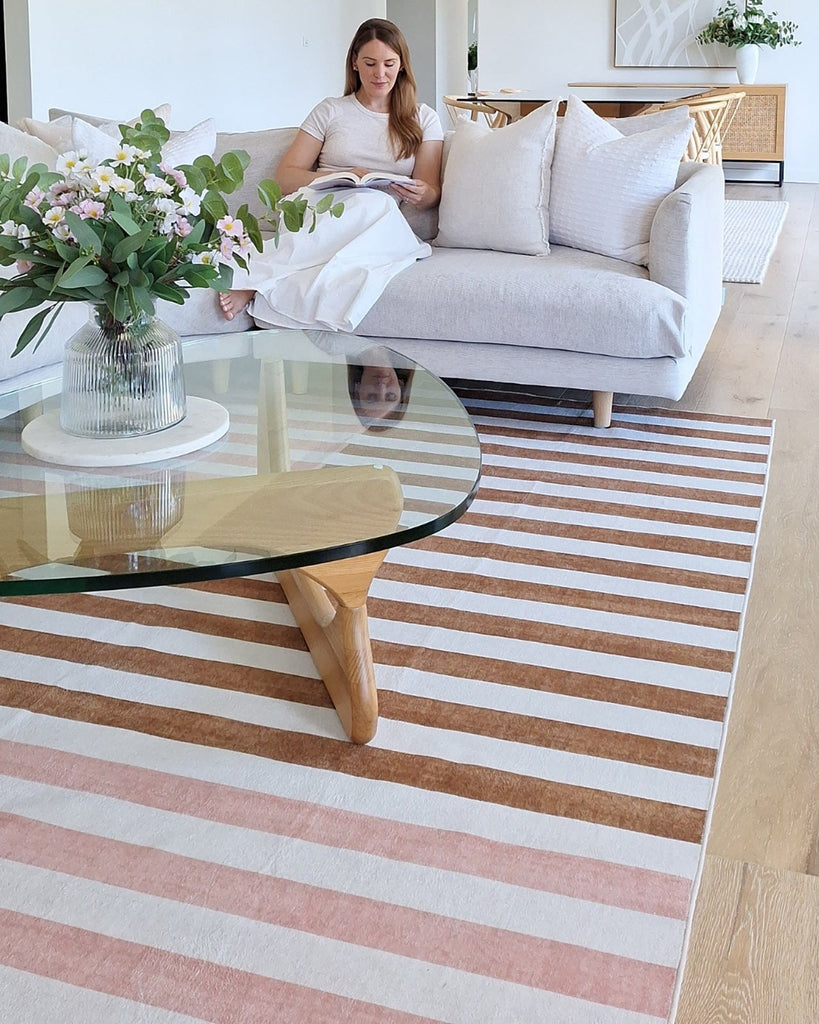 Okino Pink and Brown Washable Rug