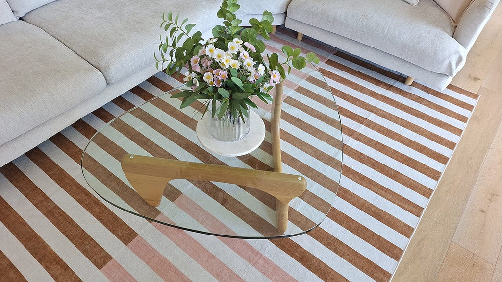 Okino Pink and Brown Washable Rug