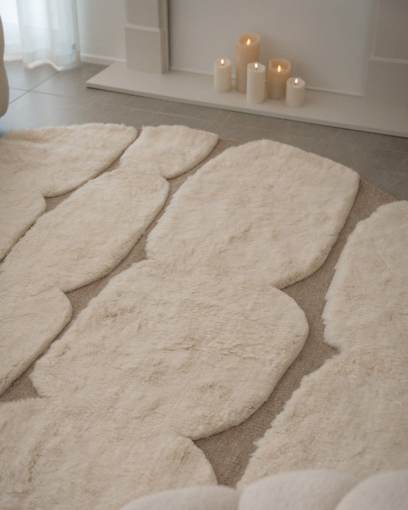 Olympia Ivory Textured Wool Round Rug