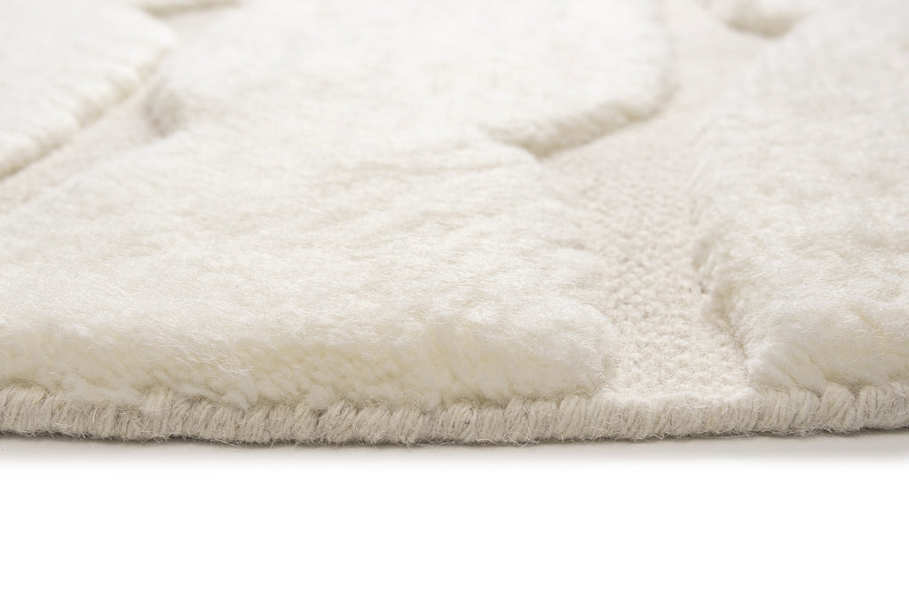 Omaira Ivory Textured Wool Round Rug