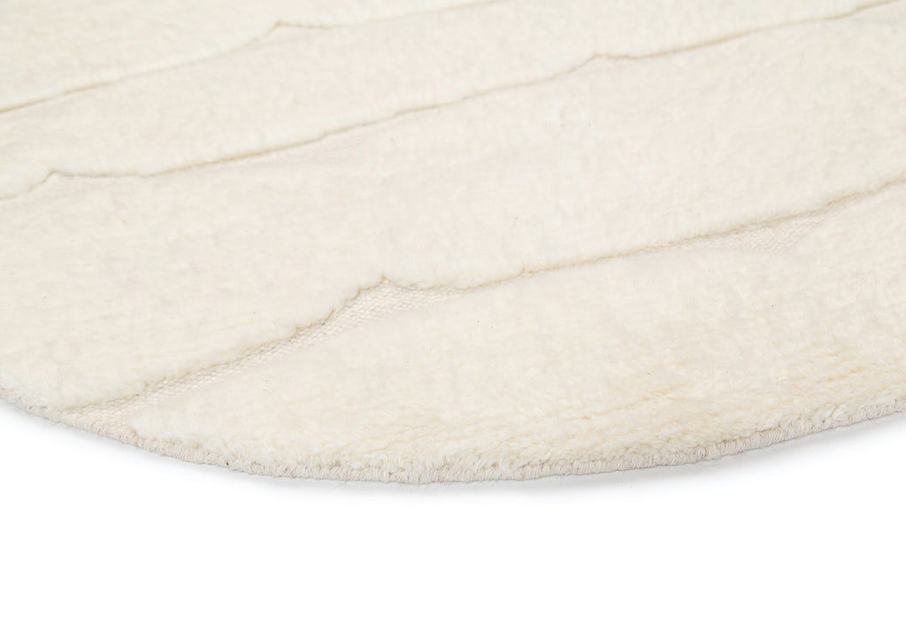 Omaira Ivory Textured Wool Round Rug