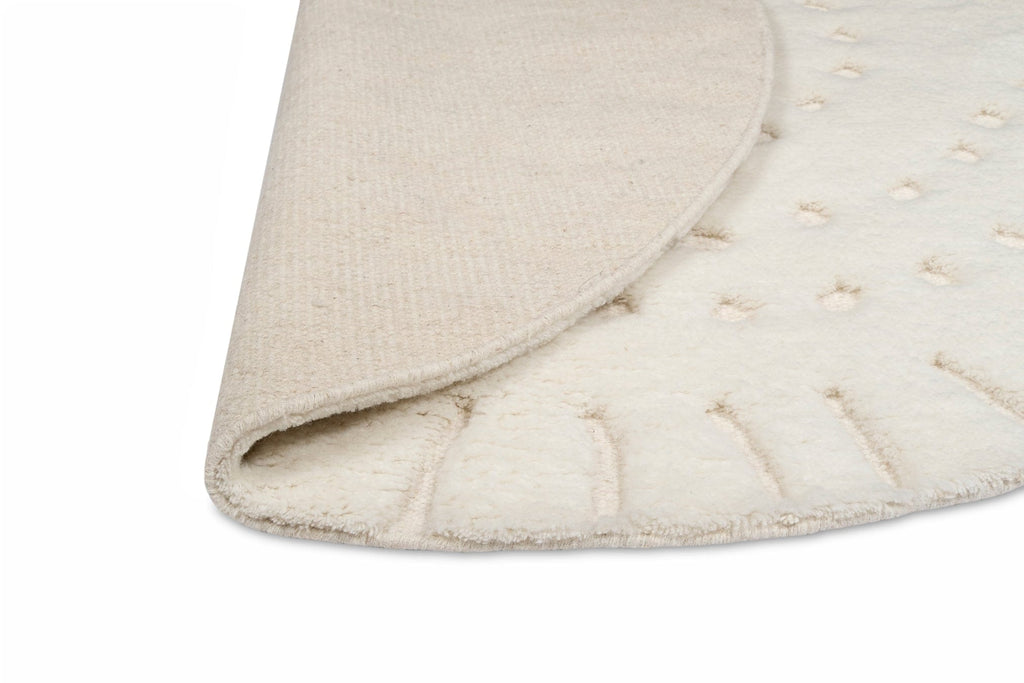 Omega Ivory Abstract Tribal Round Rug