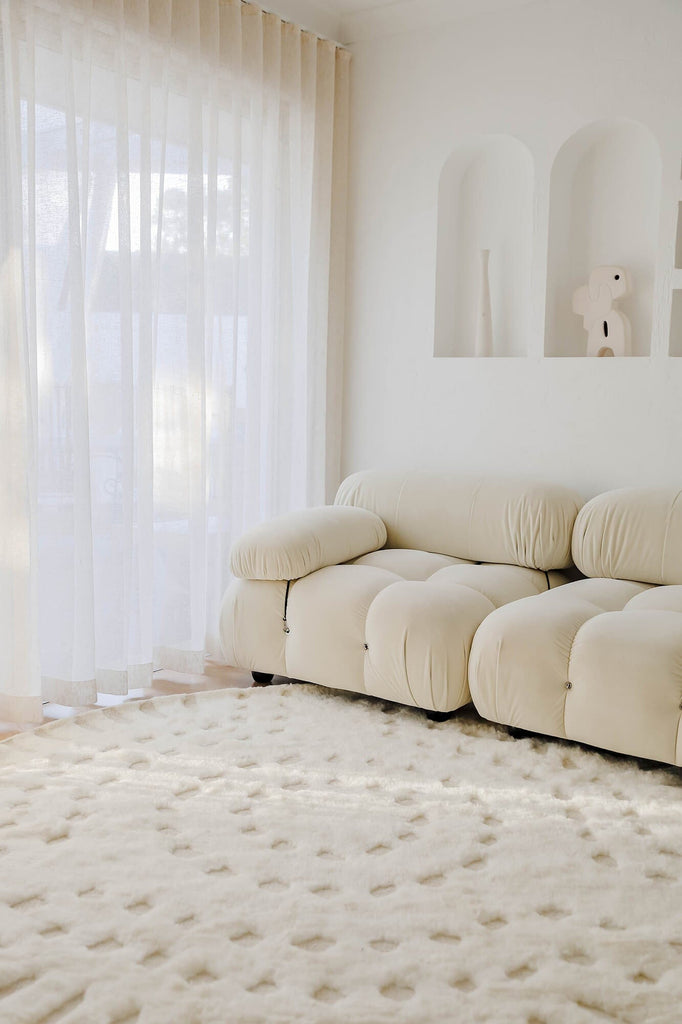 Omega Ivory Abstract Tribal Round Rug