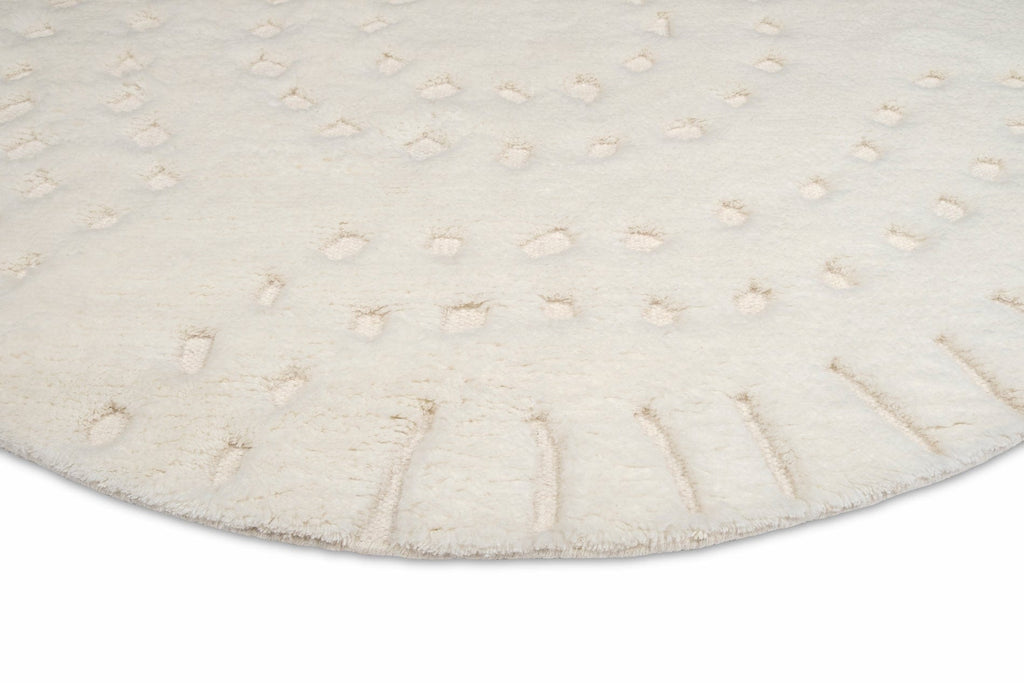 Omega Ivory Abstract Tribal Round Rug