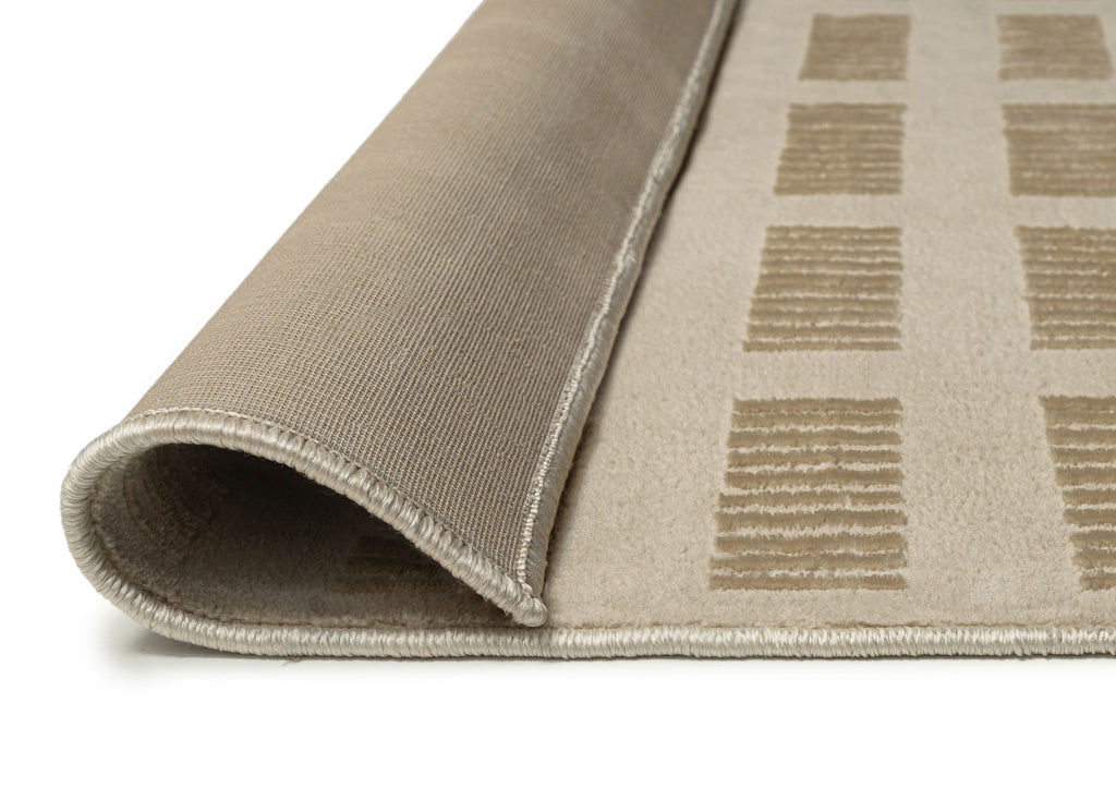 Ouargia Textured Geometric Neutral Washable Rug